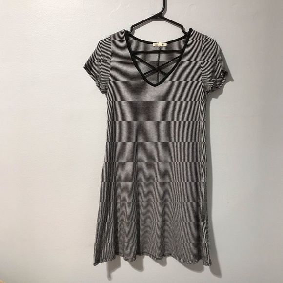 Rolla Coster Black & White Striped Midi Dress - Picture 1 of 4